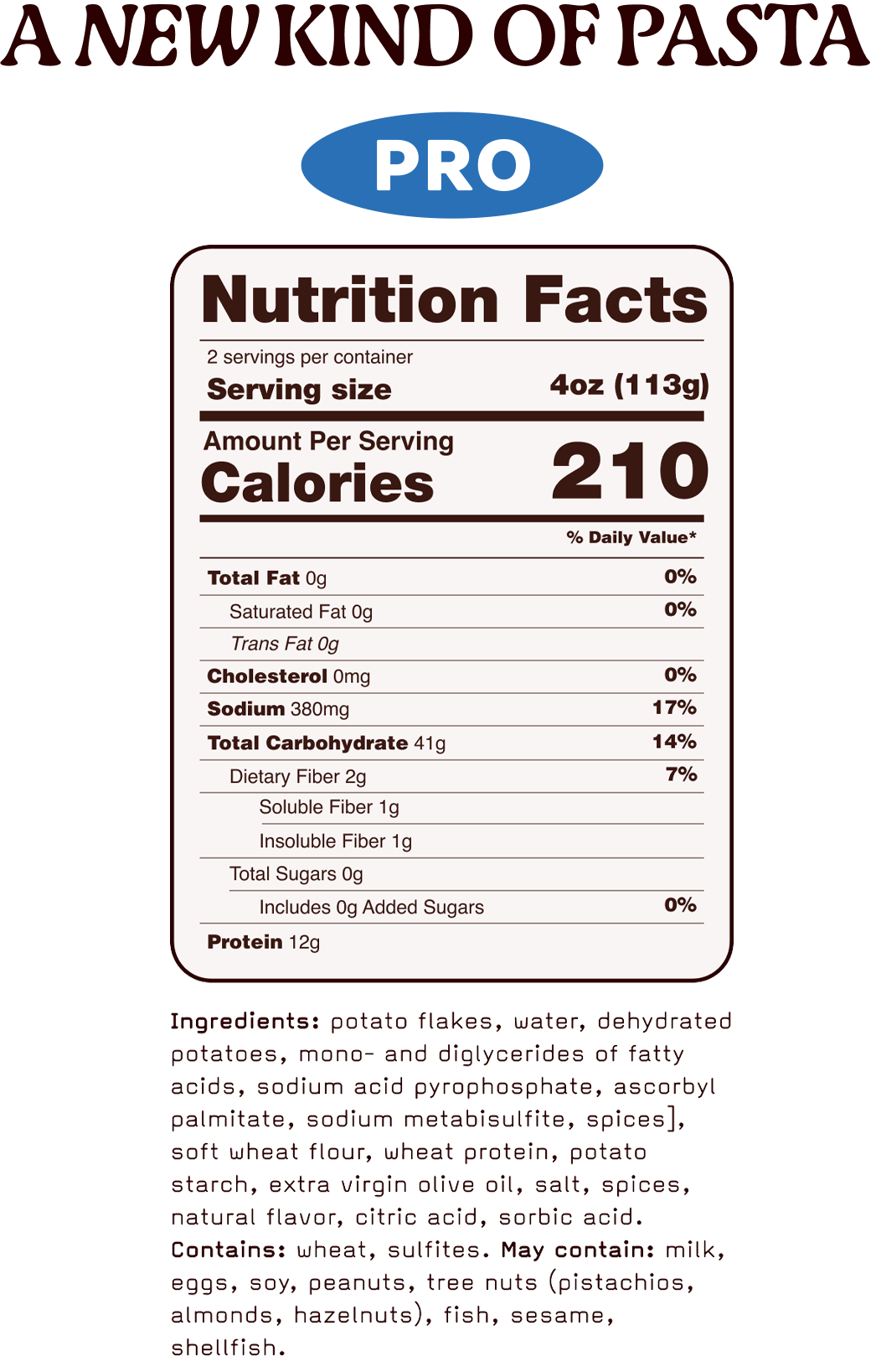Gnocchi pro nutrition facts 20261013